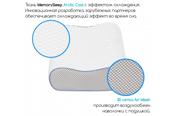 Анатомическая подушка с эффектом памяти MemorySleep S Medium Gel